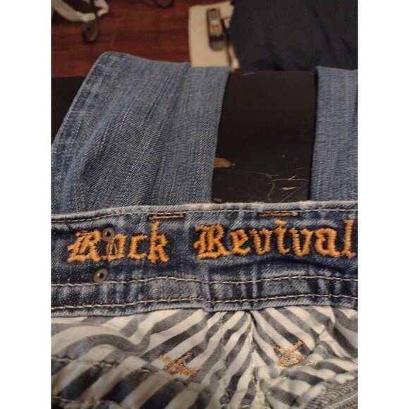 Women's Rock Revival Evelyn Boot Denim Jeans Blue 26x32 - Picture 10 of 13